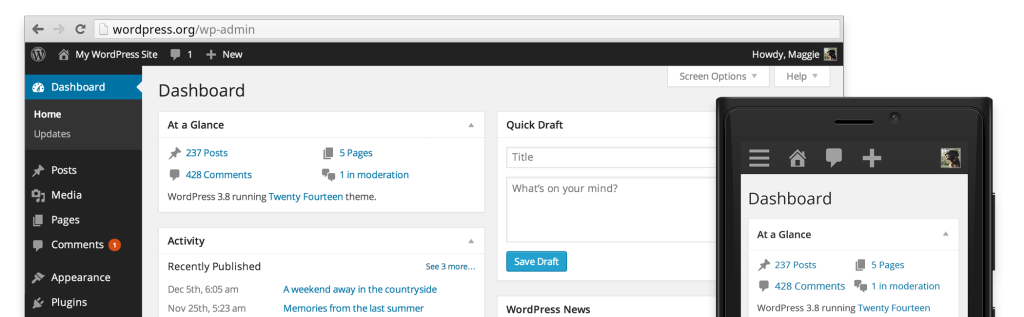 Backend von WordPress 3.8